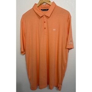 TravisMathew Mens XXL Orange Admiral Baker Golf Course Logo Polo Shirt Short Slv